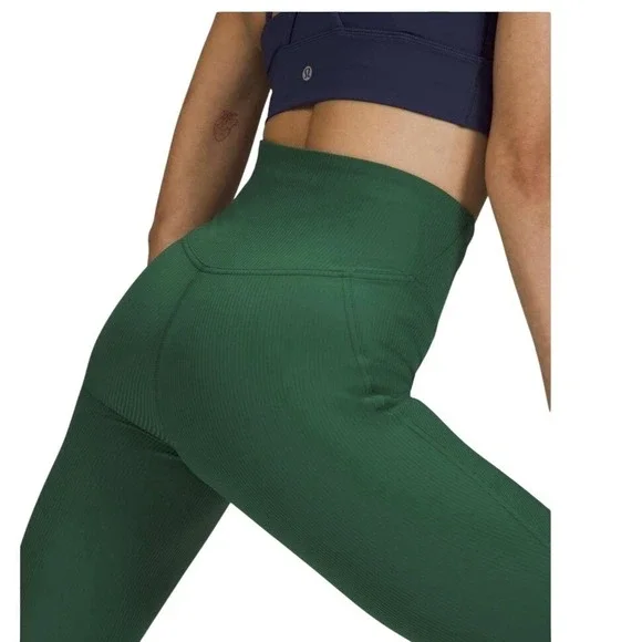 Lululemon Women's Base Pace HR Ribbed Tight Leggings Everglade Green Size 6 25" - Picture 3 of 13